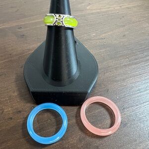Sterling Silver Decorative Band Ring with Neon Resin Rings